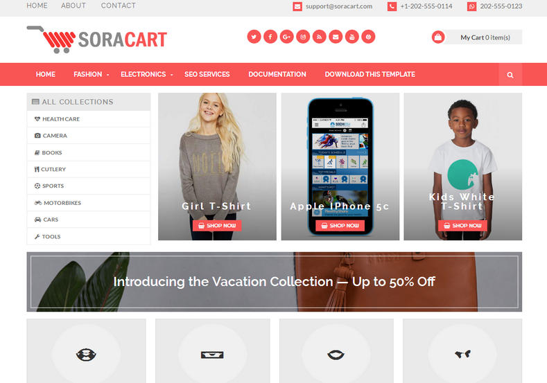 SoraCart Shopping Blogger Template is best online store and portfolio blogger theme of 2017