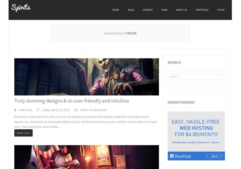 Spirits Responsive Blogger Template