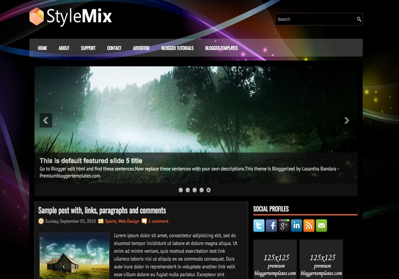 StyleMix Dark Blogger Template. Blogger Themes. Free Blogspot templates for your blogger blog. Best suitable for news blog templates. Ads ready blogspot templates help for add adsense ad code and easily showing adsence ads in your blog. Adapted from WordPress templates are converted from WordPress themes. It is help for take your rich. Blogger magazine template specially designed for magazine blogs. The writers can utilize this themes for take blog attractive to users. Elegant themes are more used themes in most of the blogs. Use minimalist blog templates for rich look for your blog. Free premium blogger themes means, themes authors release two types of themes. One is premium another one is free. Premium templates given for cost but free themes given for no cost. You no need pay From California, USA. $10 USD, or $20 USD and more. But premium buyers get more facilities from authors But free buyers. If you run game or other animation oriented blogs, and you can try with Anime blog templates. Today the world is fashion world. So girls involve to the criteria for make their life fashionable. So we provide fashion blogger themes for make your fashionable. News is most important concept of the world. Download news blogger templates for publishing online news. You can make your blog as online shopping store. Get Online shopping store blogger template to sell your product. Navigation is most important to users find correct place. Download drop down menu, page navigation menu, breadcrumb navigation menu and vertical dropdown menu blogspot themes for free. Google Guide to blogging tips and tricks for bloggers. Google bloggers can get blogspot trick and tips for bloggers. Blog templates portfolio professional blogspot themes, You can store your life moments with your blogs with personal pages templates. Video and movie blogs owners get amazing movie blog themes for their blogs. Business templates download. We publish blogger themes for photographers. Photographers easily share photos via photography blog themes. St valentine Christmas Halloween templates. Download Slideshow slider templates for free. Under construction coming soon custom blogspot template. Best beautiful high quality Custom layouts Blog templates from templateism, SoraTemplates, templatetrackers, simple, cute free premium professional unique designs blog themes blogspot themes. Seo ready portfolio anime fashion movie movies health custom layouts best download blogspot themes simple cute free premium professional unique designs xml html code html5.