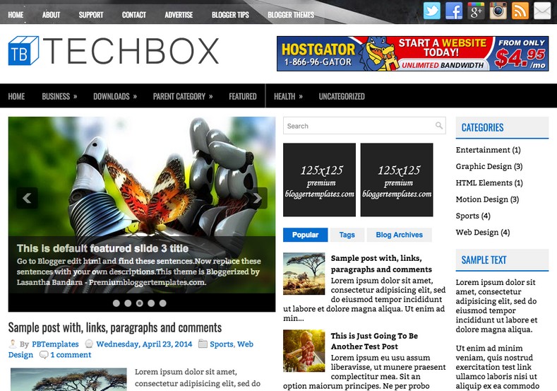 TechBox Blogger Template. Blogger Themes. Best suitable for news blog templates. Ads ready blogspot templates help for add adsense ad code and easily showing adsence ads in your blog. Adapted from WordPress templates are converted from WordPress themes. It is help for take your rich. Blogger magazine template specially designed for magazine blogs. The writers can utilize this themes for take blog attractive to users. Elegant themes are more used themes in most of the blogs. Minimalist blog templates. Free premium blogger themes means, themes authors release two types of themes. One is premium another one is free. Premium templates given for cost but free themes given for no cost. You no need pay From California, USA. $10 USD, or $20 USD and more. But premium buyers get more facilities from authors But free buyers. If you run game or other animation oriented blogs, and you can try with Anime blog templates. Today the world is fashion world. So girls involve to the criteria for make their life fashionable. So we provide fashion blogger themes for make your fashionable. News is most important concept of the world. Download news blogger templates for publishing online news. You can make your blog as online shopping store. Get Online shopping store blogger template to sell your product. Navigation is most important to users find correct place. Download drop down menu, page navigation menu, breadcrumb navigation menu and vertical dropdown menu blogspot themes for free. Google Guide. Blogging tips and Tricks for bloggers. Google bloggers can get blogspot trick and tips for bloggers. Blog templates portfolio professional blogspot themes, You can store your life moments with your blogs with personal pages templates. Video and movie blogs owners get amazing movie blog themes for their blogs. Business templates download. We publish blogger themes for photographers. Photographers easily share photos via photography blog themes. St valentine Christmas Halloween templates. Download Slideshow slider templates for free. Under construction coming soon custom blogspot template. Best beautiful high quality Custom layouts Blog templates from templateism, SoraTemplates, templatetrackers, simple, cute free premium professional unique designs blog themes blogspot themes. Seo ready portfolio anime fashion movie movies health custom layouts best download blogspot themes simple cute free premium professional unique designs xml html code html5.