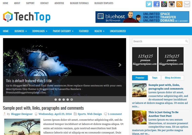 TechTop Blogger Template. Blogger Themes. Best suitable for news blog templates. Ads ready blogspot templates help for add adsense ad code and easily showing adsence ads in your blog. Adapted from WordPress templates are converted from WordPress themes. It is help for take your rich. Blogger magazine template specially designed for magazine blogs. The writers can utilize this themes for take blog attractive to users. Elegant themes are more used themes in most of the blogs. Minimalist blog templates. Free premium blogger themes means, themes authors release two types of themes. One is premium another one is free. Premium templates given for cost but free themes given for no cost. You no need pay From California, USA. $10 USD, or $20 USD and more. But premium buyers get more facilities from authors But free buyers. If you run game or other animation oriented blogs, and you can try with Anime blog templates. Today the world is fashion world. So girls involve to the criteria for make their life fashionable. So we provide fashion blogger themes for make your fashionable. News is most important concept of the world. Download news blogger templates for publishing online news. You can make your blog as online shopping store. Get Online shopping store blogger template to sell your product. Navigation is most important to users find correct place. Download drop down menu, page navigation menu, breadcrumb navigation menu and vertical dropdown menu blogspot themes for free. Google Guide. Blogging tips and Tricks for bloggers. Google bloggers can get blogspot trick and tips for bloggers. Blog templates portfolio professional blogspot themes, You can store your life moments with your blogs with personal pages templates. Video and movie blogs owners get amazing movie blog themes for their blogs. Business templates download. We publish blogger themes for photographers. Photographers easily share photos via photography blog themes. St valentine Christmas Halloween templates. Download Slideshow slider templates for free. Under construction coming soon custom blogspot template. Best beautiful high quality Custom layouts Blog templates from templateism, SoraTemplates, templatetrackers, simple, cute free premium professional unique designs blog themes blogspot themes. Seo ready portfolio anime fashion movie movies health custom layouts best download blogspot themes simple cute free premium professional unique designs xml html code html5