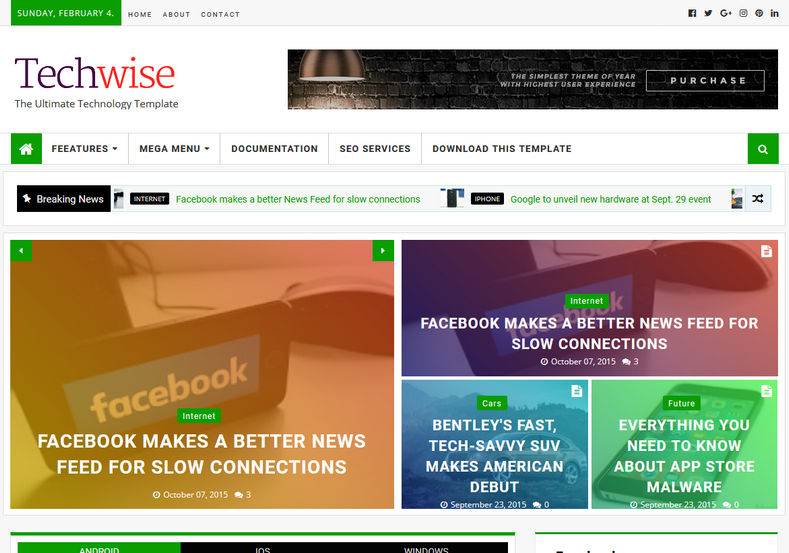 TechWise Blogger Template is a clean magazine code blogspot theme with awesome look and best seo friendly features, very targetted for news and magazine sites