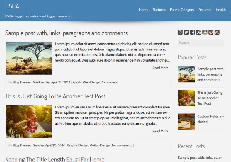 USHA Simple Blogger Template. Blogger Themes. Free Blogspot templates for your blogger blog. Best suitable for news blog templates. Best Ads ready blogspot templates help for add adsense ad code and easily showing adsence ads in your blog. Adapted from WordPress templates are converted from WordPress themes. It is help for take your rich. Blogger magazine template specially designed for magazine blogs. The writers can utilize this themes for take blog attractive to users. Elegant themes are more used themes in most of the blogs. Use minimalist blog templates for rich look for your blog. Free premium blogger themes means, themes authors release two types of themes. One is premium another one is free. Premium templates given for cost but free themes given for no cost. You no need pay From California, USA. $10 USD, or $20 USD and more. But premium buyers get more facilities from authors But free buyers. If you run game or other animation oriented blogs, and you can try with Anime blog templates. Today the world is fashion world. So girls involve to the criteria for make their life fashionable. So we provide fashion blogger themes for make your fashionable. News is most important concept of the world. Download news blogger templates for publishing online news. You can make your blog as online shopping store. Get Online shopping store blogger template to sell your product. Navigation is most important to users find correct place. Download drop down menu, page navigation menu, breadcrumb navigation menu and vertical dropdown menu blogspot themes for free. Google Guide to blogging tips and tricks for bloggers. Google bloggers can get blogspot trick and tips for bloggers. Blog templates portfolio professional blogspot themes, You can store your life moments with your blogs with personal pages templates. Video and movie blogs owners get amazing movie blog themes for their blogs. Business templates download. We publish blogger themes for photographers. Photographers easily share photos via photography blog themes. St valentine Christmas Halloween templates. Download Slideshow slider templates for free. Under construction coming soon custom blogspot template. Best beautiful high quality Custom layouts Blog templates from templateism, soratemplates, templatetrackers, simple, cute free premium professional unique designs blog themes blogspot themes. Seo ready portfolio anime fashion movie movies health custom layouts best download blogspot themes simple cute free premium professional unique designs xml html code html5.