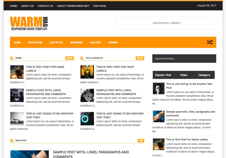 Warm Mag Blogger Template 2015. Buy Premium Themes