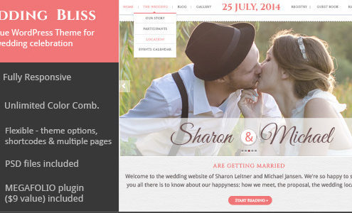 Wedding Bliss - a Unique Wedding WP Theme