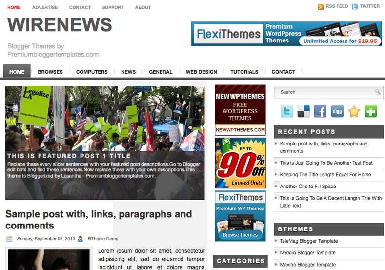 Wire News Blogger Template 2014 Free Download