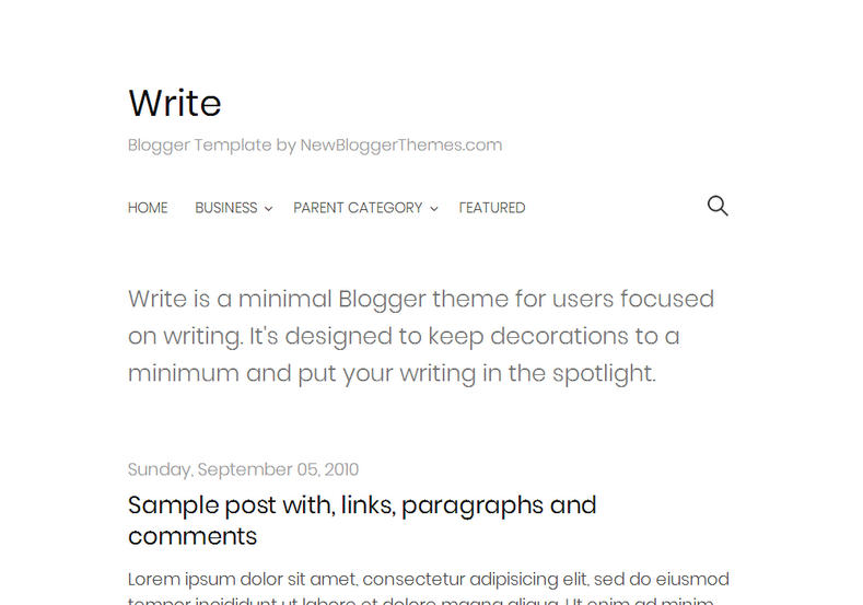 Write Simple Blogger Template is a simple typography based blogger template specially for writers and story tellers