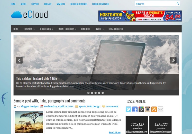eCloud Blogger Template. Blogger Themes. Best suitable for news blog templates. Ads ready blogspot templates help for add adsense ad code and easily showing adsence ads in your blog. Adapted from WordPress templates are converted from WordPress themes. It is help for take your rich. Blogger magazine template specially designed for magazine blogs. The writers can utilize this themes for take blog attractive to users. Elegant themes are more used themes in most of the blogs. Minimalist blog templates. Free premium blogger themes means, themes authors release two types of themes. One is premium another one is free. Premium templates given for cost but free themes given for no cost. You no need pay From California, USA. $10 USD, or $20 USD and more. But premium buyers get more facilities from authors But free buyers. If you run game or other animation oriented blogs, and you can try with Anime blog templates. Today the world is fashion world. So girls involve to the criteria for make their life fashionable. So we provide fashion blogger themes for make your fashionable. News is most important concept of the world. Download news blogger templates for publishing online news. You can make your blog as online shopping store. Get Online shopping store blogger template to sell your product. Navigation is most important to users find correct place. Download drop down menu, page navigation menu, breadcrumb navigation menu and vertical dropdown menu blogspot themes for free. Google Guide. Blogging tips and Tricks for bloggers. Google bloggers can get blogspot trick and tips for bloggers. Blog templates portfolio professional blogspot themes, You can store your life moments with your blogs with personal pages templates. Video and movie blogs owners get amazing movie blog themes for their blogs. Business templates download. We publish blogger themes for photographers. Photographers easily share photos via photography blog themes. St valentine Christmas Halloween templates. Download Slideshow slider templates for free. Under construction coming soon custom blogspot template. Best beautiful high quality Custom layouts Blog templates from templateism, SoraTemplates, templatetrackers, simple, cute free premium professional unique designs blog themes blogspot themes. Seo ready portfolio anime fashion movie movies health custom layouts best download blogspot themes simple cute free premium professional unique designs xml html code html5.