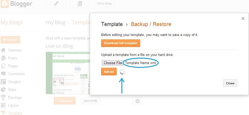 Backup and Restore Blogger template. Backup full blogger blog. Move Blogger blog one to another. step by step guide for backup and restore blogger blog.